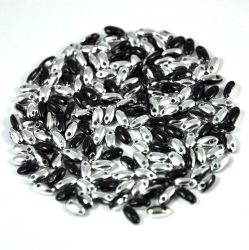 Rizo gyöngy-fekete ezüst-2,5x6mm