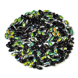 Rizo gyöngy-fekete vitrail-2,5x6mm