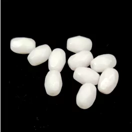   Czech Fire Polished Faceted Glass Bead - Opaque White - 6x4mm