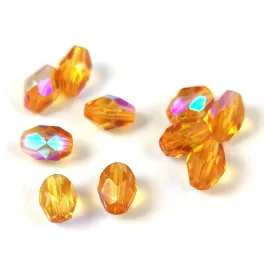Czech Fire Polished Faceted Glass Bead - Topas AB - 6x4mm