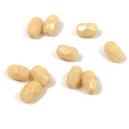   Czech Fire Polished Faceted Glass Bead - Opaque Beige - 6x4mm