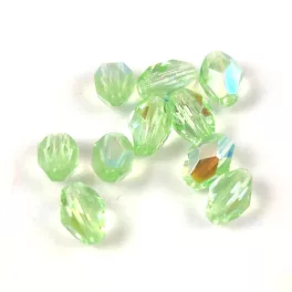   Czech Fire Polished Faceted Glass Bead - Light Mint AB - 6x4mm