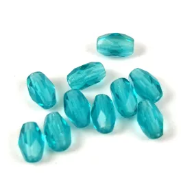   Czech Fire Polished Faceted Glass Bead - Turquose Green - 6x4mm