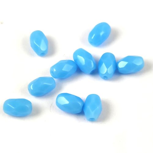 Czech Fire Polished Faceted Glass Bead - Turquose Blue - 6x4mm