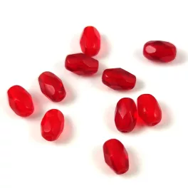 Czech Fire Polished Faceted Glass Bead - Red - 6x4mm