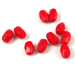 Czech Fire Polished Faceted Glass Bead - Opaque Red - 6x4mm