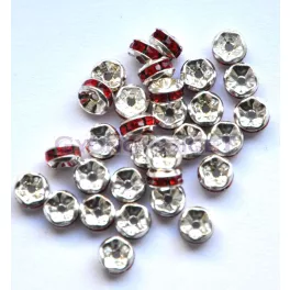 Rondelle Silver Colour - light siam Stone - 5mm