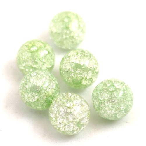 Crushed Glass Round Bead - Green - 10mm