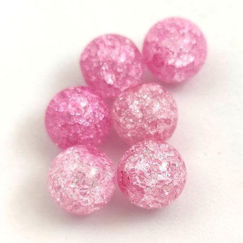 Crushed Glass Round Bead - Rose - 8mm