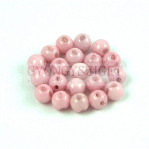 RounDuo gyöngy - Opaque White Pink Luster - 4mm