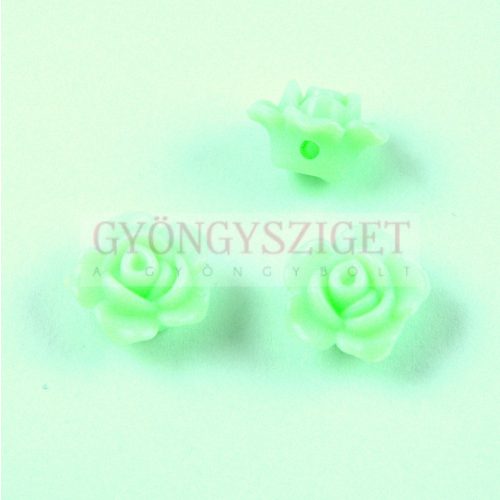 Műanyag alul fúrt rózsa gyöngy - Light Mint - 12 x 7.5 mm