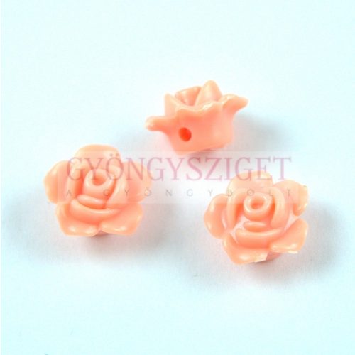 Műanyag alul fúrt rózsa gyöngy - Peach - 12 x 7.5 mm