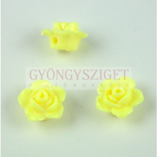 Műanyag alul fúrt rózsa gyöngy - Yellow - 12 x 7.5 mm