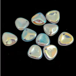 Rose Petal - Czech Glass Bead - Opal White AB - 8x7mm