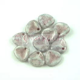   Rose Petal - Czech Glass Bead - Alabaster Gray Terracotta - 8x7mm