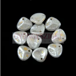   Rose Petal - Czech Glass Bead - Alabaster Silver Patina - 8x7mm