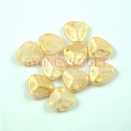   Rose Petal - Czech Glass Bead - Alabaster Gold Patina - 8x7mm