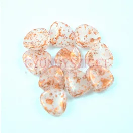   Rose Petal - Czech Glass Bead - Alabaster Copper Patina - 8x7mm