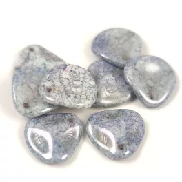   Rose Petal - Czech Glass Bead - Alabaster Light Blue Marble - 14x13mm