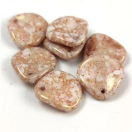   Rose Petal - Czech Glass Bead - Alabaster Light Pink Bronz - 14x13mm