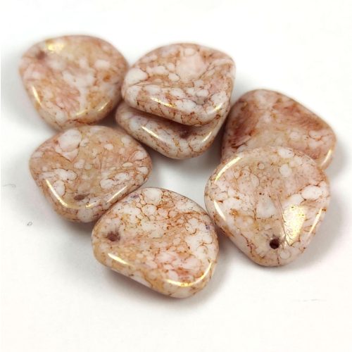 Rose petal gyöngy - Alabaster Light Pink Bronz - 14x13mm