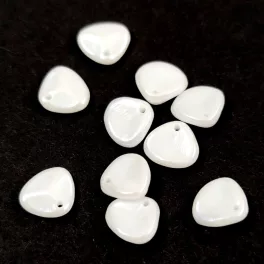   Rose Petal - Czech Glass Bead - Chalk White Pearl Luster - 8x7mm
