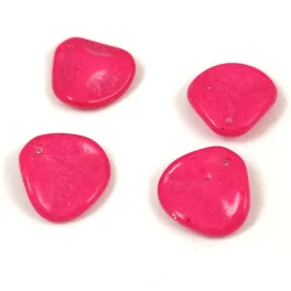   Rose Petal - Czech Glass Bead - Alabaster Vivid Pink - 14x13mm