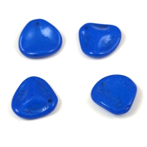 Rose Petal - Czech Glass Bead - Alabaster Vivid Blue - 14x13mm