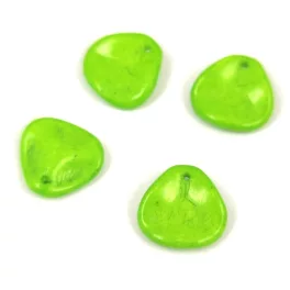   Rose Petal - Czech Glass Bead - Alabaster Vivid Light Green - 14x13mm