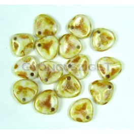 Rose Petal - Czech Glass Bead - white traventin -8x7mm