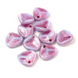   Rose Petal - Czech Glass Bead - Light Purple Violet Patina - 8x7mm