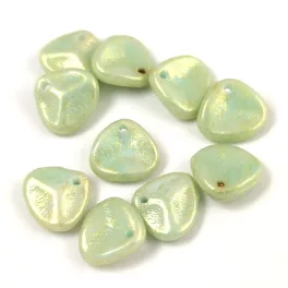 Rose Petal - Czech Glass Bead - Mint Gold Patina - 8x7mm