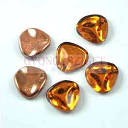 Rose Petal - Czech Glass Bead - Topaz Capri Gold - 14x13mm