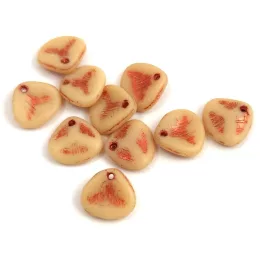 Rose Petal - Czech Glass Bead - Matt Beige Copper - 8x7mm
