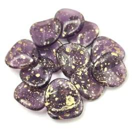   Rose Petal - Czech Glass Bead - Czech Glass Bead - Light Amethyst Gold Splash - 14x13mm