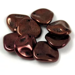 Rose Petal - Czech Glass Bead - Jet Pink Bronz - 14x13mm