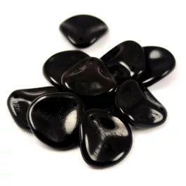 Rose Petal - Czech Glass Bead - Jet - 14x13mm