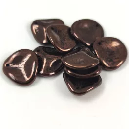 Rose Petal - Czech Glass Bead - Jet Eggplant Bronz - 14x13mm