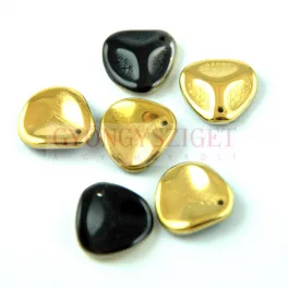 Rose Petal - Czech Glass Bead - Jet Amber - 14x13mm