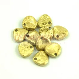   Rose Petal - Czech Glass Bead bead - Jet Full Amber Etched - 8x7mm