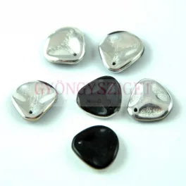 Rose Petal - Czech Glass Bead - Jet Labrador - 14x13mm