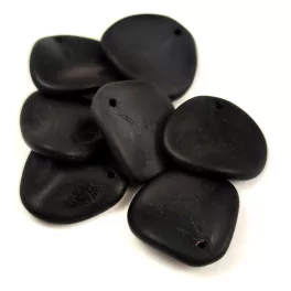 Rose Petal - Czech Glass Bead - Jet Matt - 14x13mm