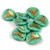 Rose Petal - Czech Glass Bead - Turquoise Green Gold - 14x13mm