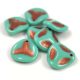 Rose petal gyöngy - Turquoise Green Copper - 14x13mm