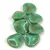 Rose Petal - Czech Glass Bead - Turquoise Green Travertine - 14x13mm