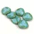 Rose Petal - Czech Glass Bead - Turquoise Green Travertine  Blue - 14x13mm