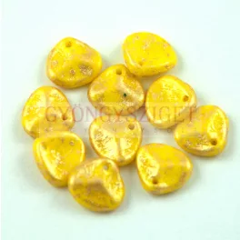 Rose Petal - Czech Glass Bead - Jonquil Gold Patina - 8x7mm