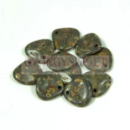   Rose Petal - Czech Glass Bead - red opal matte traventin -8x7mm