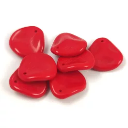   Rose Petal - Czech Glass Bead - Czech Glass Bead - Opaque Red - 14x13mm