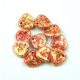 Rose Petal - Czech Glass Bead - Red Coral Gold Patina - 8x7mm